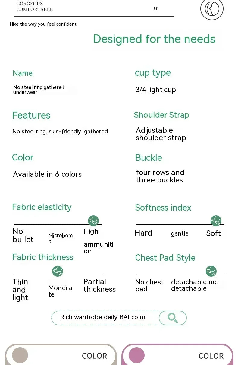 Mom Brassiere Without Steel Ring Breathable Gathered Ladies Underwear Non-magnetic Thin Cup Glossy Obese Female Ladies Bra