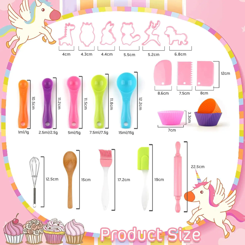 Kids Baking Chef Set with Unicorn Apron & Mitt Kid Cooking Set with Chef Hat Spoons Whisk Dress Up Role Play Gifts for Girls Boy