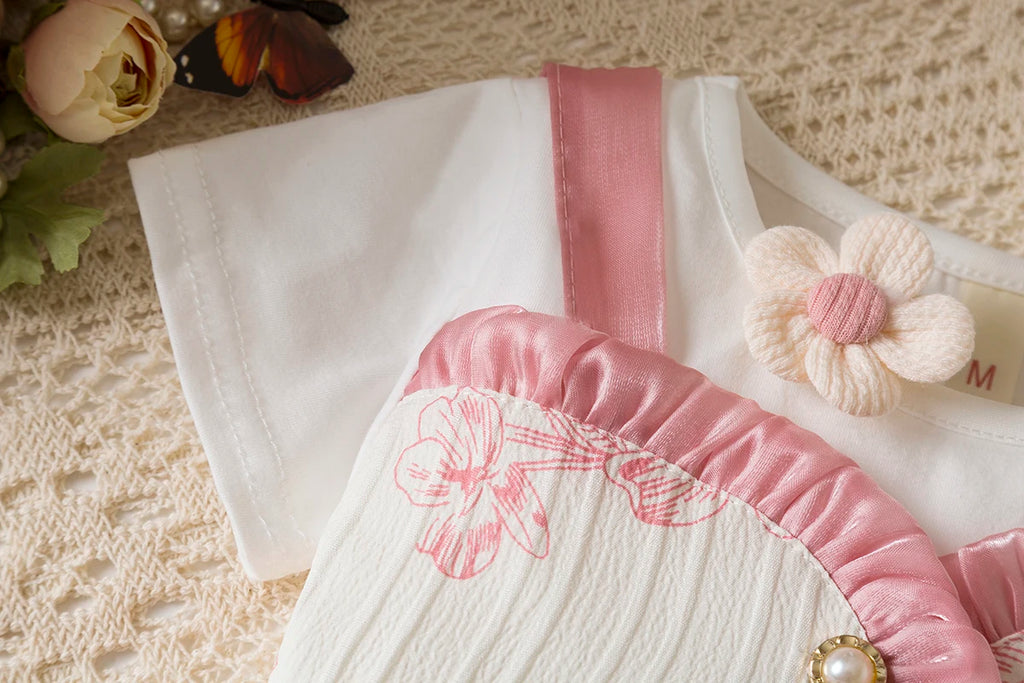 6-24 Months Summer New Soft And Comfortable Baby Girl Dress, Sweet Flower Children'S Short Sleeved Clothes