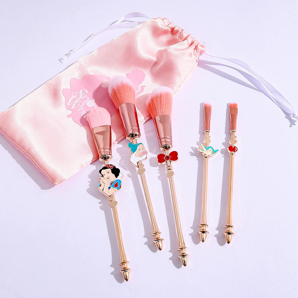 5pcs princess style, Snow White makeup brush set, Disney princess series cartoon eye shadow brush, fashion makeup tools
