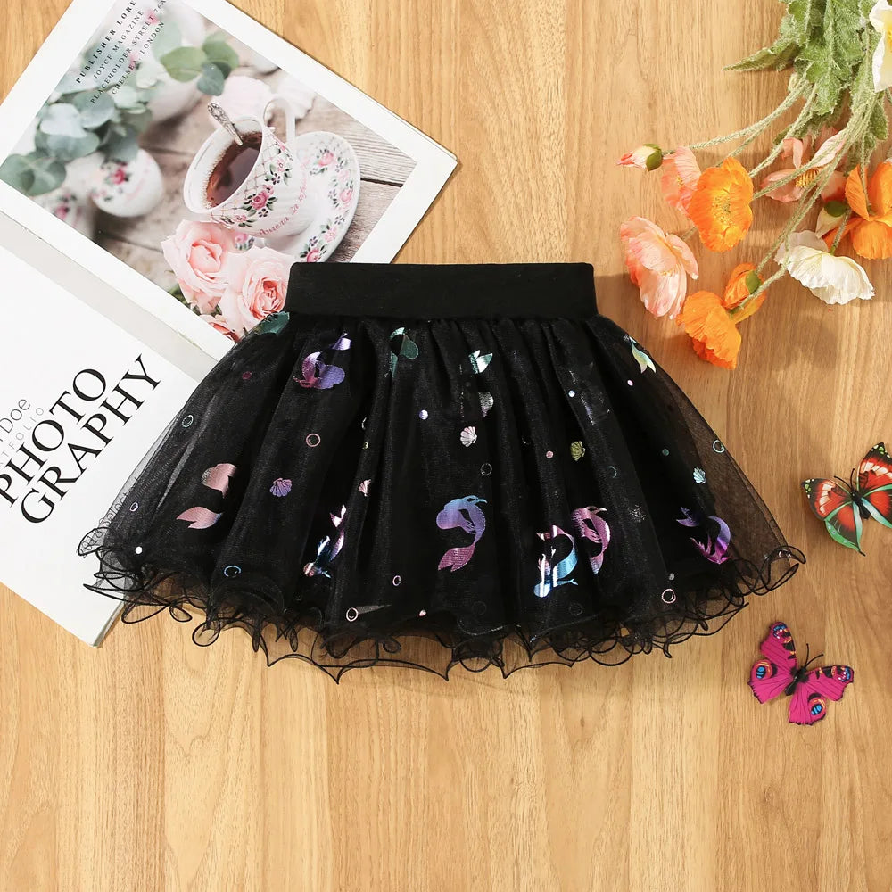 Summer New Sweet And Cute Baby Girl Skirt, Cartoon Fish Print Children'S Clothing Suitable For Babies Aged 6 Months To 3 Years