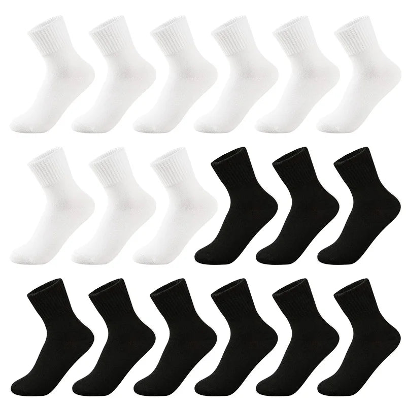 MIPP brand student antibacterial mid tube socks, all cotton anti odor pure white, sports school children, boys and girls