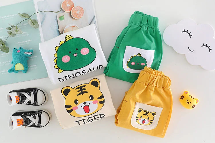 New Spring Autumn Baby Clothes Children Boys Girls Cartoon T-Shirt Pants 2Pcs/Sets Toddler Casual Costume Infant Kids Tracksuits