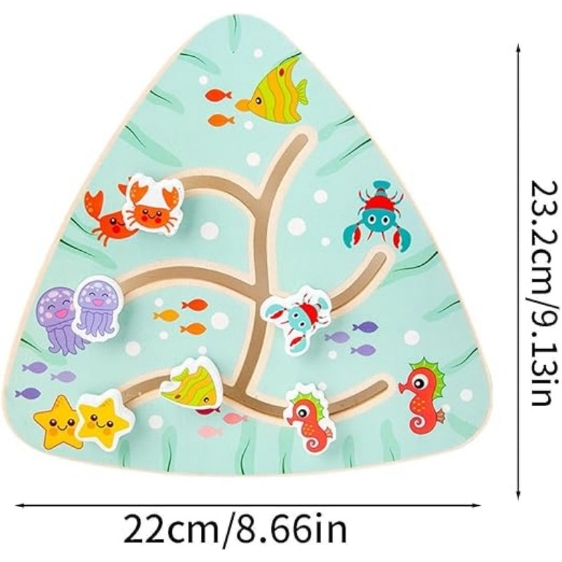 Board Game Toddlers Toy Walking Maze Wooden Chess Board Wooden Fruit Maze Board Movable Maze Board Wood Board Taste Game