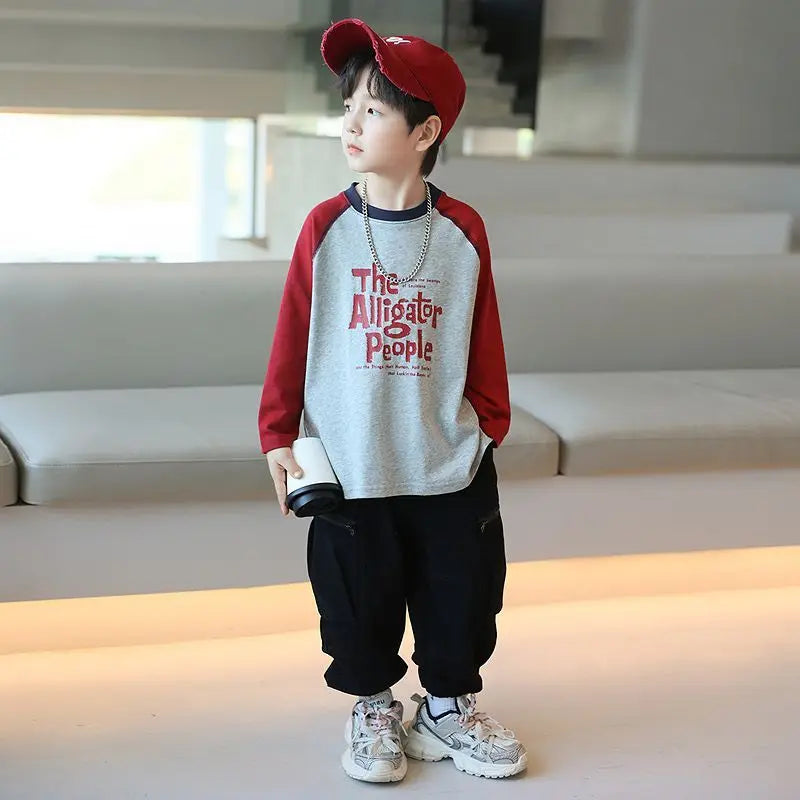 Long Sleeve T Shirt for Kids Graphic Shirts Korean Children's Clothing 2025 8 To 10 Year Old Boy Clothes Boys Cartoon Fashion