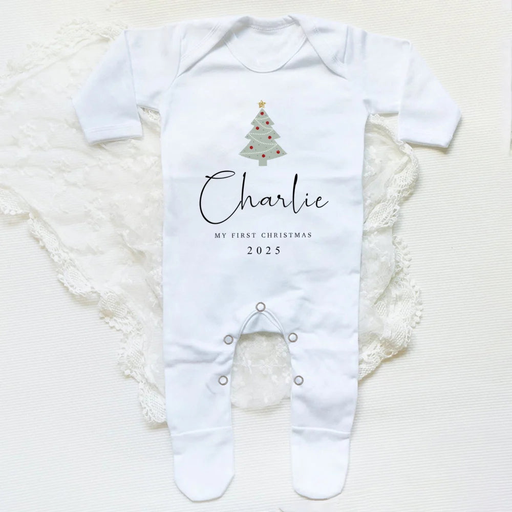 Personalised Baby's First Christmas Sleepsuit My 1st Christmas Pjs Baby Xmas Outfit New Year Holiday Baby Grow