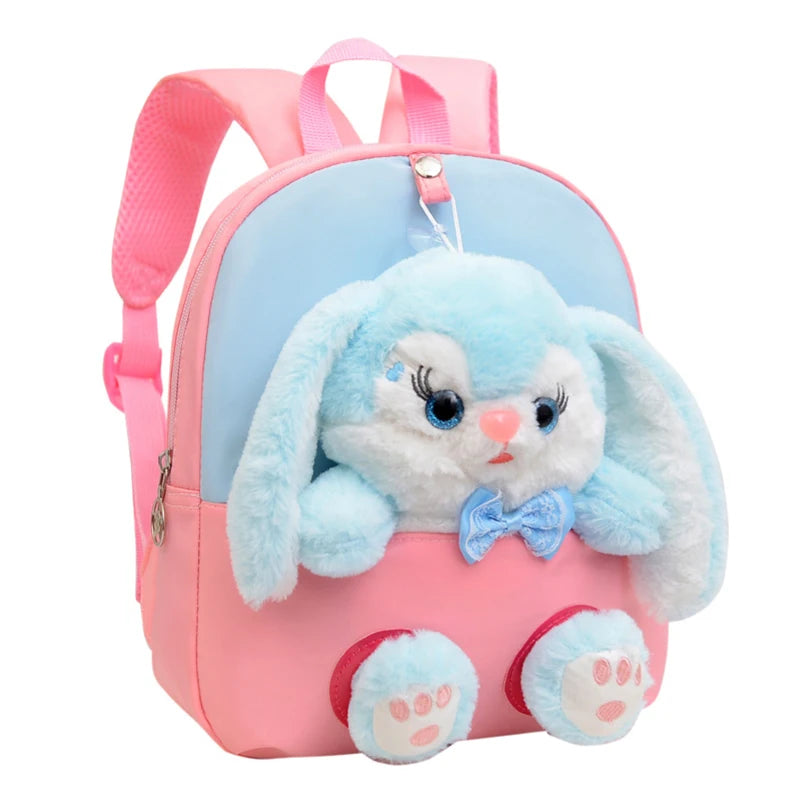 Cartoon Kindergarten Backpack New Children's School Bag Cute Plush Rabbit Doll Backpack