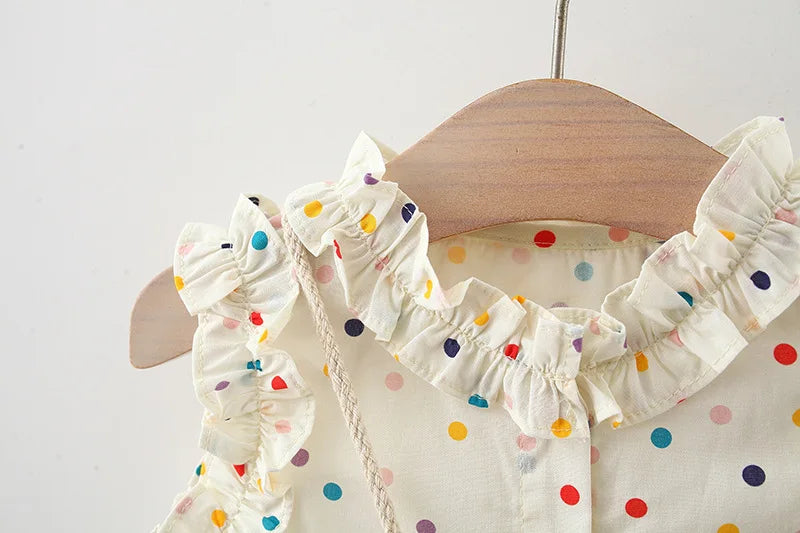 (9 Months -4 Years Old) Summer New Colorful Polka Dot Baby Girl Dress, Countryside Style Children'S Clothing Free Gift Bag
