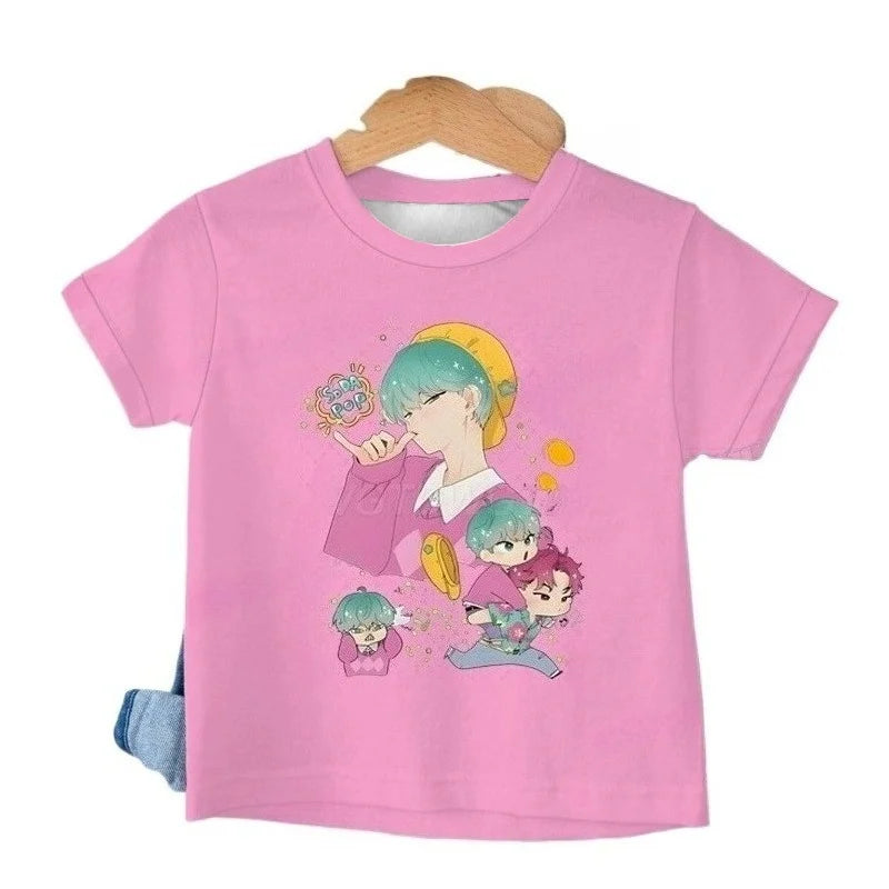 2025 KPop Demon Hunters Girl Boys T-shirt Tops New Fashion Casual Kids T-shirt Short Sleeve Kids Soda Pop Cartoon Harajuku Tee