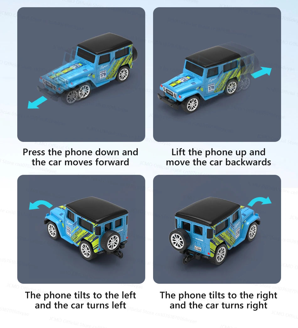 JCMO Mini RC Car 1:64 App/2.4Ghz Remote Control Desktop Small Portable Toy Off Road Vehicle Alloy Carshell For Children Gift New