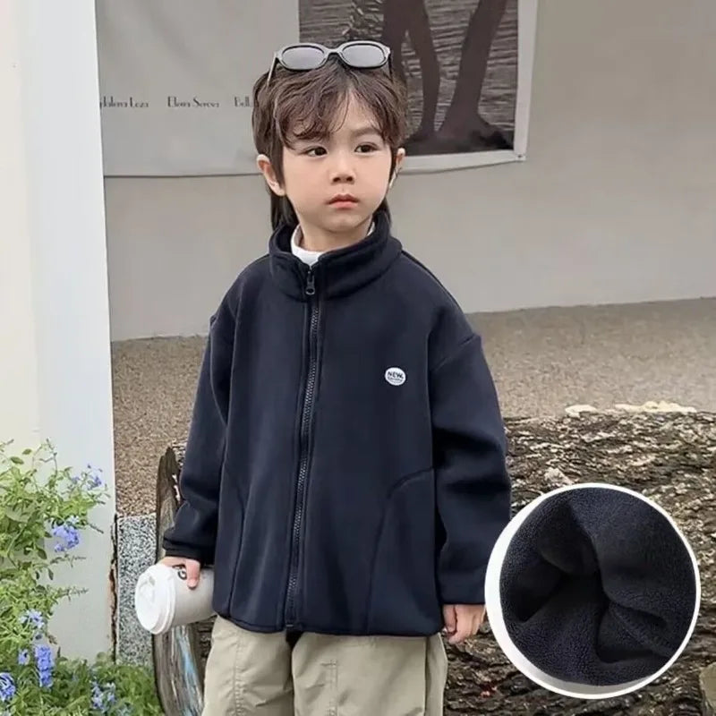 Kids Girls Boys Baby Mid-Large Size Autumn-Winter Polar Fleece Layering Jacket Fleece Sweatshirt Top