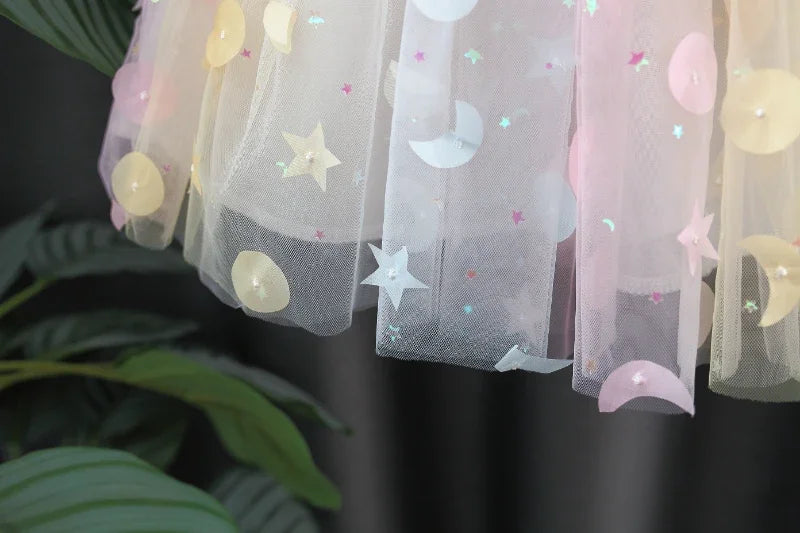 New Girls Dress Summer Butterfly Wings Colorful Dream Princess Dress Birthday Party Dress Geometric Glitter Dress Suspenders