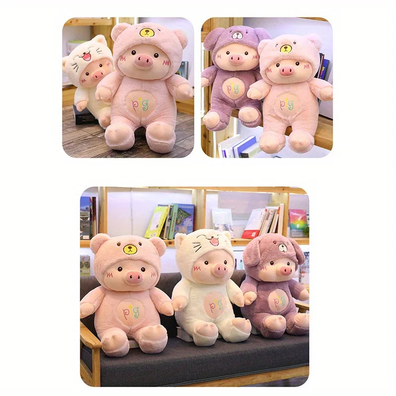 Cute Cartoon Pig Plush Toy Bear Hat Pig Doll Stuffd Animals Plushies Bed Sofa Decoration Birthday Gifts for Kids & Adults