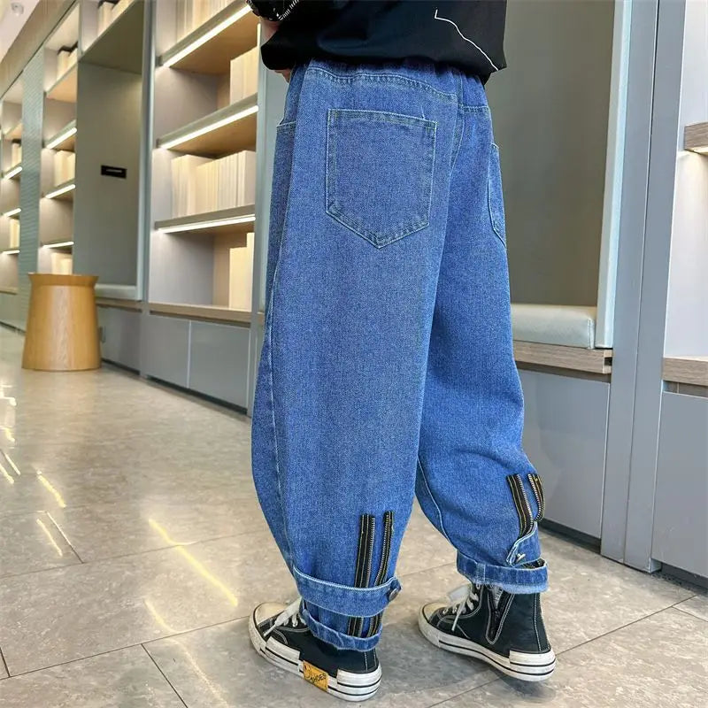 2025 New Boys' Denim Jeans 2025 Trendy Tween Boys Casual Long Pants Boys' Relaxed Fit Jeans Hot Sale