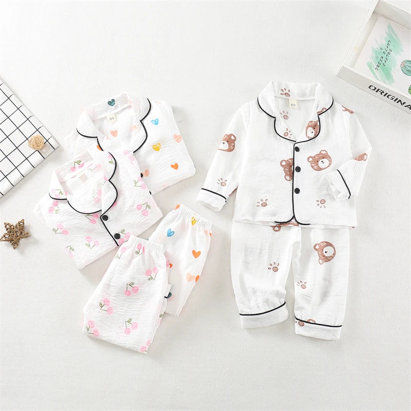 New Spring Autumn Baby Clothes Kids Pajamas Children Boys Sleepwear Tops And Pants Infant Girls Clothing Toddler Casual Costume