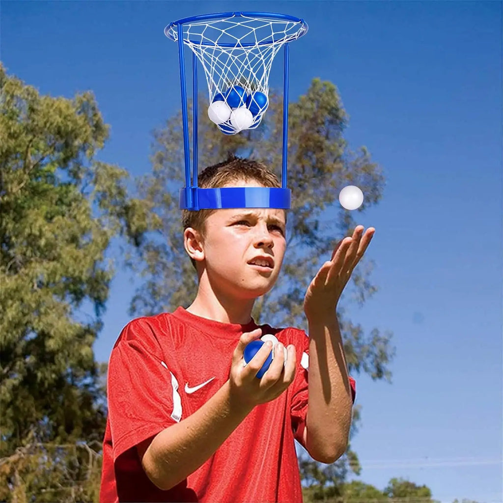 2 Pack Head Hoop Basketball Party Game for Kids Adults Adjustable Basket Net Headband with 20 Balls Fun Gift for Birthday
