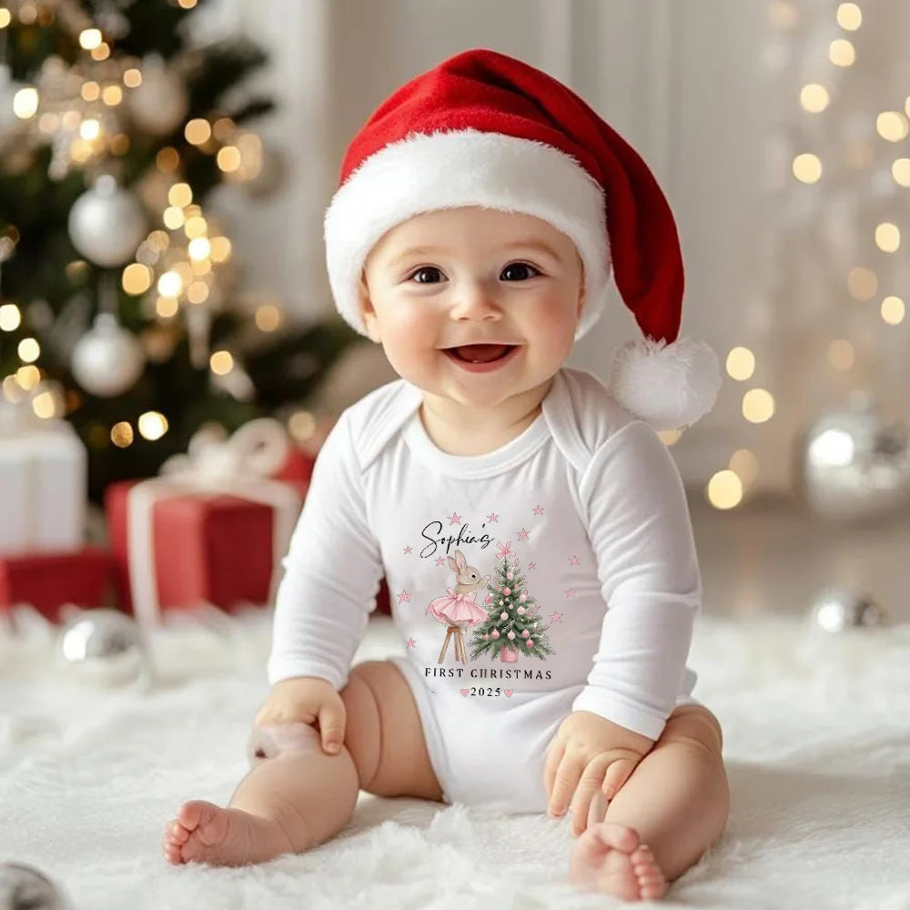 Personalised First Christmas Baby Rompers Newborn Baby Girls Boy Long Sleeve Winter Romper My First Xmas Jumpsuit Outfit