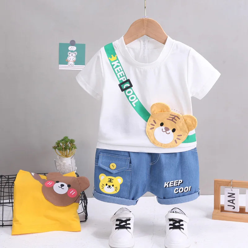 Summer Baby Boys Clothing Sets Cartoon Bear Cotton T-Shirt + Shorts 2Pcs Suits for Baby Kids Tracksuits Infant Casual Outfits