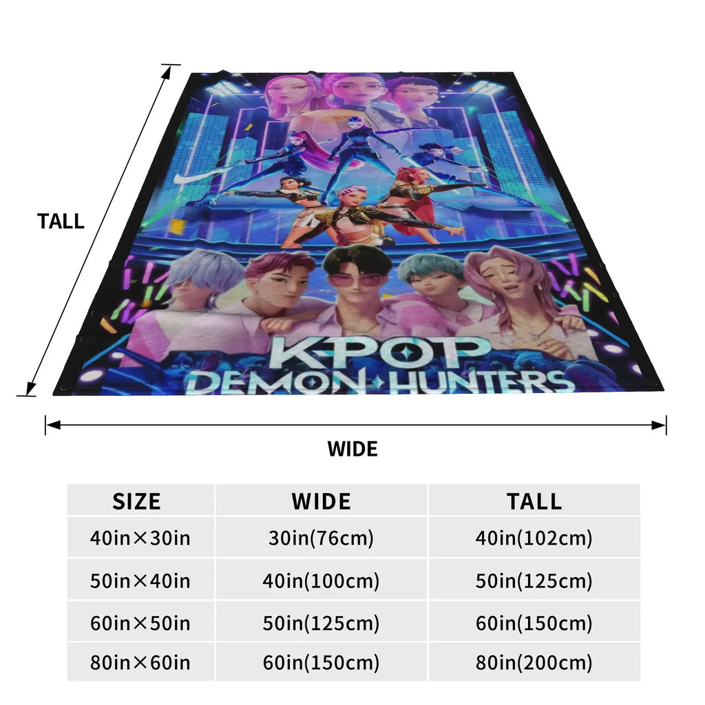 kpop Demon Hunters Huntrix & Saja Boys Blanket  Super Warm Comfortable Plush Throw Blanket Child Home Decor Flannel  Bed Cover