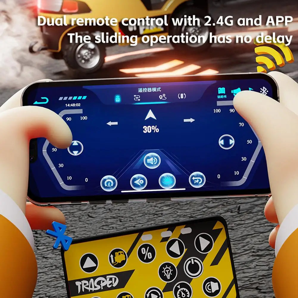 APP Controlled RC Forklift Truck 1:64 Alloy Simulation Engineering Vehicle, Bluetooth Mini Remote Control Car for Kids Adults