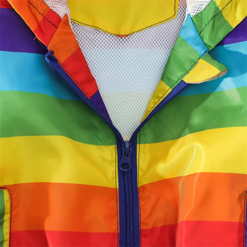 Spring And Autumn New Rainbow Striped Baby Boys Jacket, Simple Style Children'S Long Sleeve Clothes (9 Months -4 Years Old)