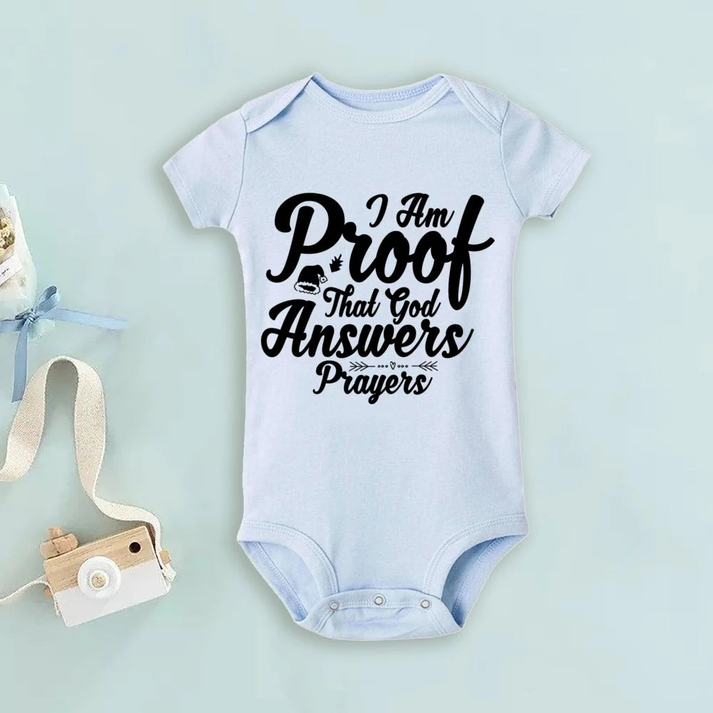 Proof That God Answers Prayers Baby Bodysuit Little Answered Prayer Romper Baby Announcement Bodysuits Newbron Shower Gift