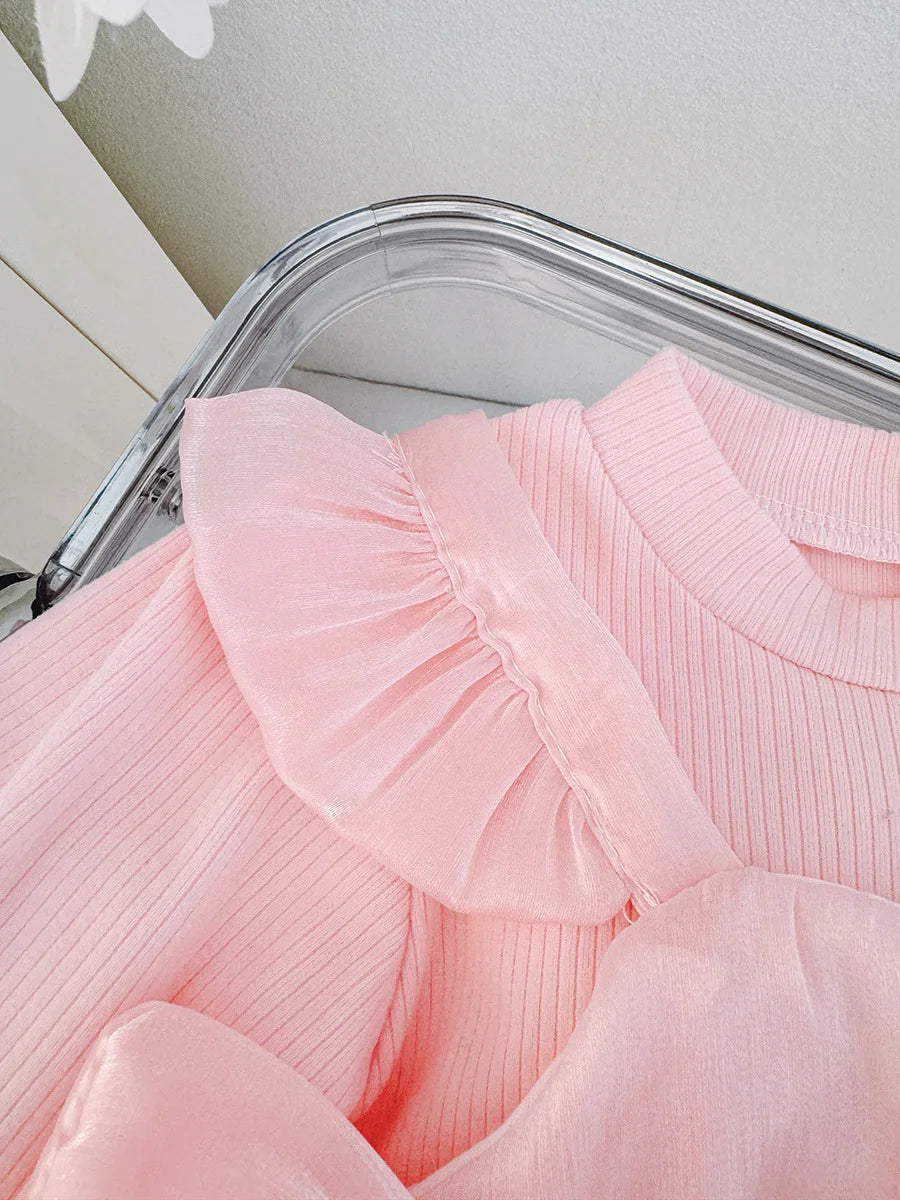 Sweet Bow Baby Girl Princess Dress, Spring And Autumn New Fake Two-Piece Long Sleeved Children'S Clothing For Babies Aged 0-3