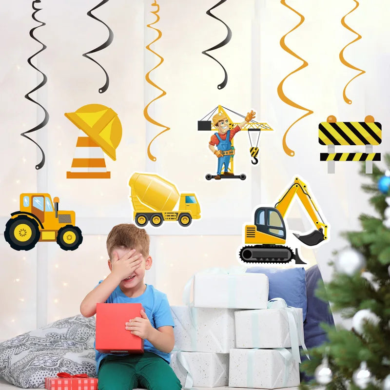 Happy Birthday Banner Construction Party Decorations Supplies for Boy Construction Birthday Banner Excavator Dump Truck Tractor