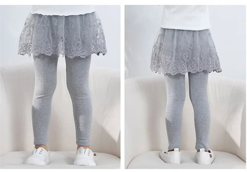 New Baby Girls Leggings Lace Princess Skirt-pants Spring Autumn Children Slim Skirt Trousers for 2-7 Years Kids Clothes