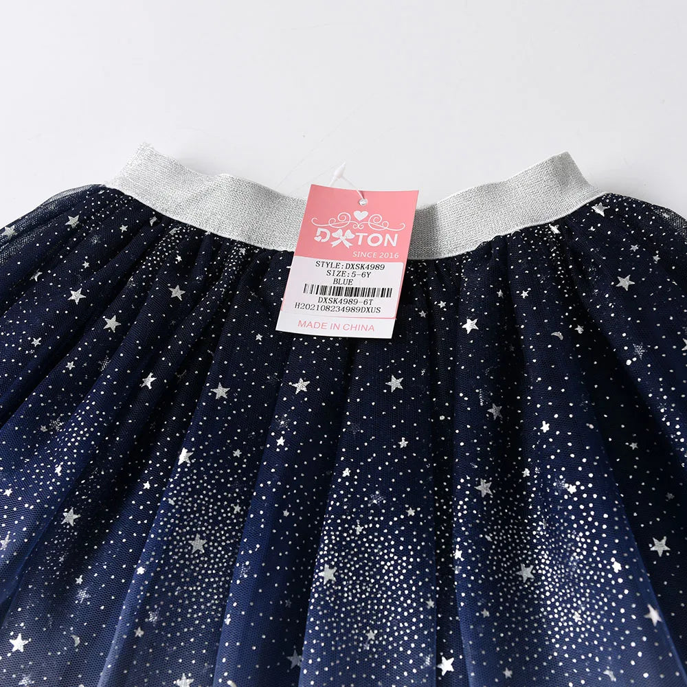 DXTON Baby Girls Daily Skirts Star Blingbling Sequin Gradient Tulle Knee-Length Girls Toddler MiniSkirts Children Casual Costume