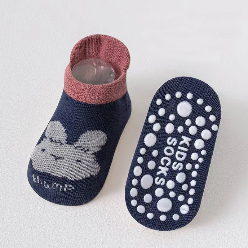 6 Pairs Spring Summer Kids Cotton Socks Children Autumn Cute Cartoon Animal Pattern Comfy Breathable Baby Non-slip Floor Socks