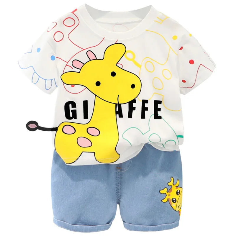 New Summer Baby Girls Clothes Suit Children Boys Fashion Cartoon T-Shirt Shorts 2Pcs/Sets Toddler Casual Costume Kids Tracksuits