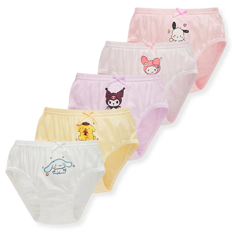 5/10Pcs Girls Cotton Panties Cartoon Character Hello Kitty Kuromi Pochacco Cute Girls Triangle Underwear Soft Preschooler Briefs