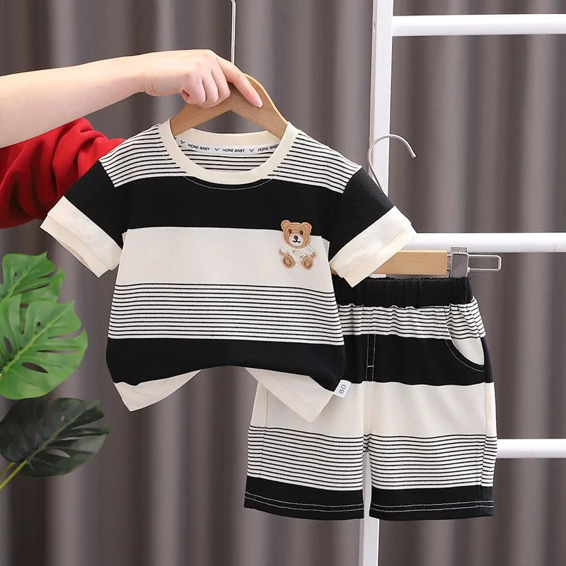 New Summer Baby Girl Clothes Suit Boys Clothing Children Striped T-Shirt Shorts 2Pcs/Sets Toddler Casual Costume Kids Tracksuits