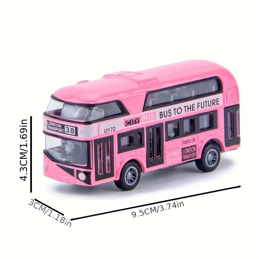 City Bus Sightseeing Double Decker Bus Model Pull Back VehiclesToy Die Cast Pull Back Vehicles Mini Tourist Model Car for Boys