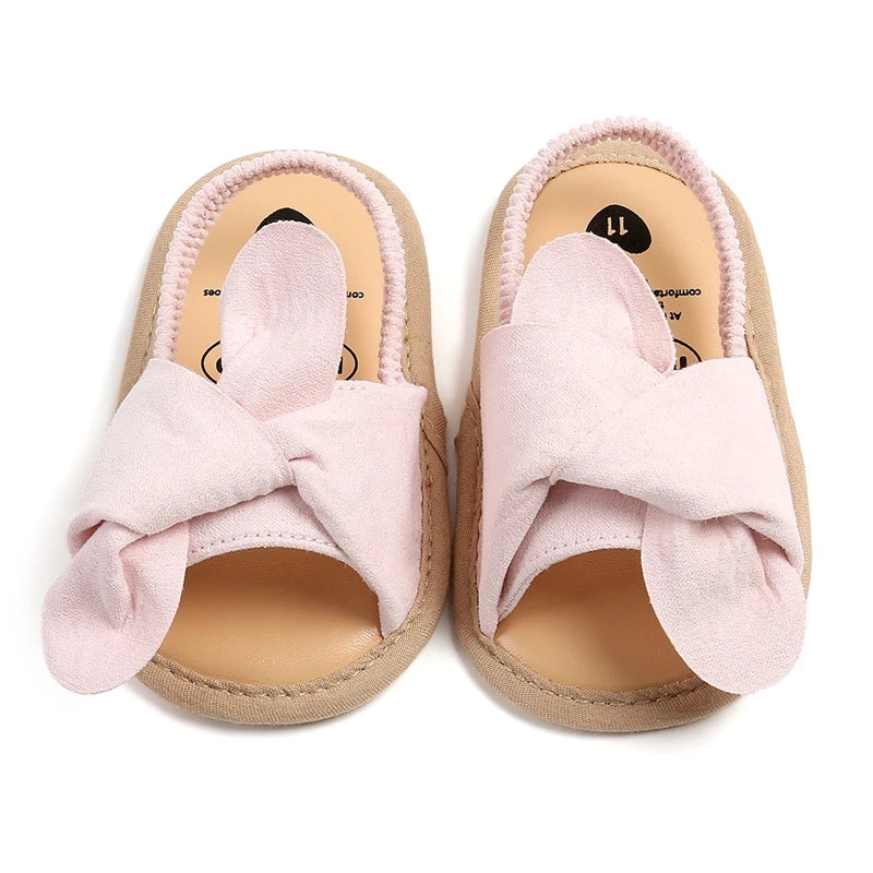 Adorable Baby Girls Sandals with Bowknot Detail Non-Slip Sole Soft Princess Shoes for Beach First Walker Toddler Sandals