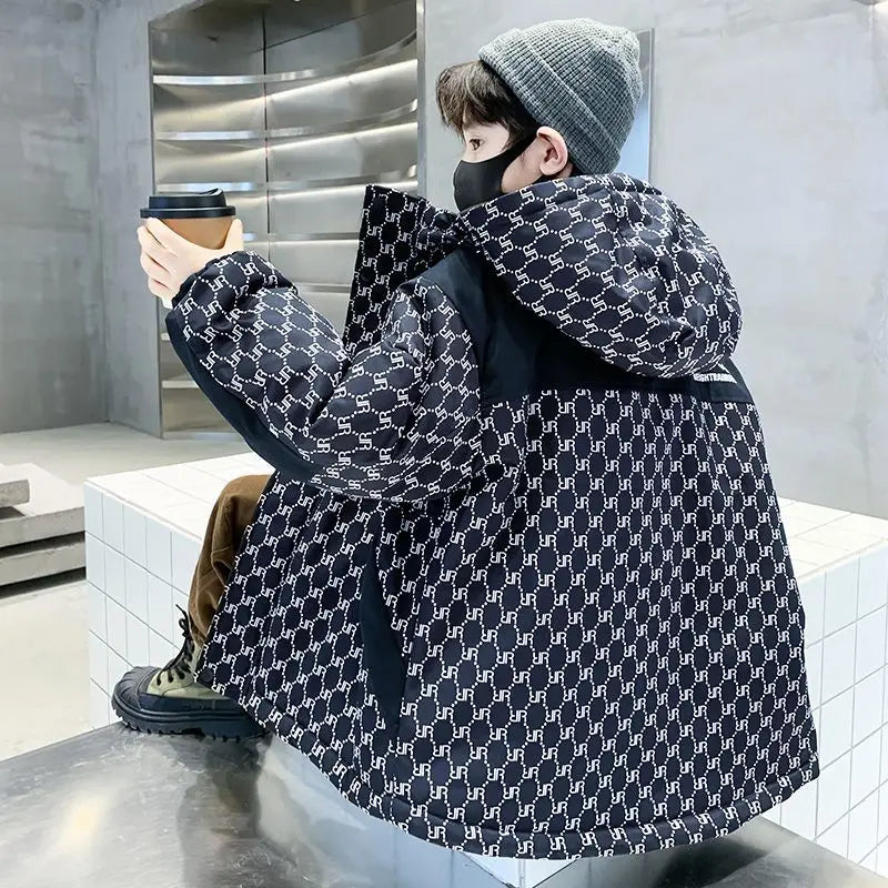 2025 New Boys' Thickened Winter Coat with Hood, Fleece-Lined Parka Jacket for Toddler Boys, Stylish & Warm Winter Wear