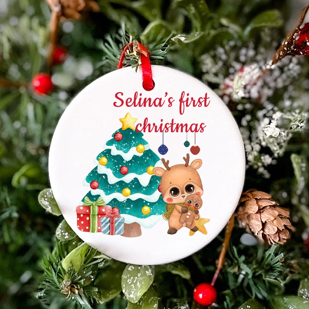 Personalized Christmas Baby Ornament Baby First Christmas Photo Prop Ornament Baby Photography Accessories Infant Xmas Cute Gift
