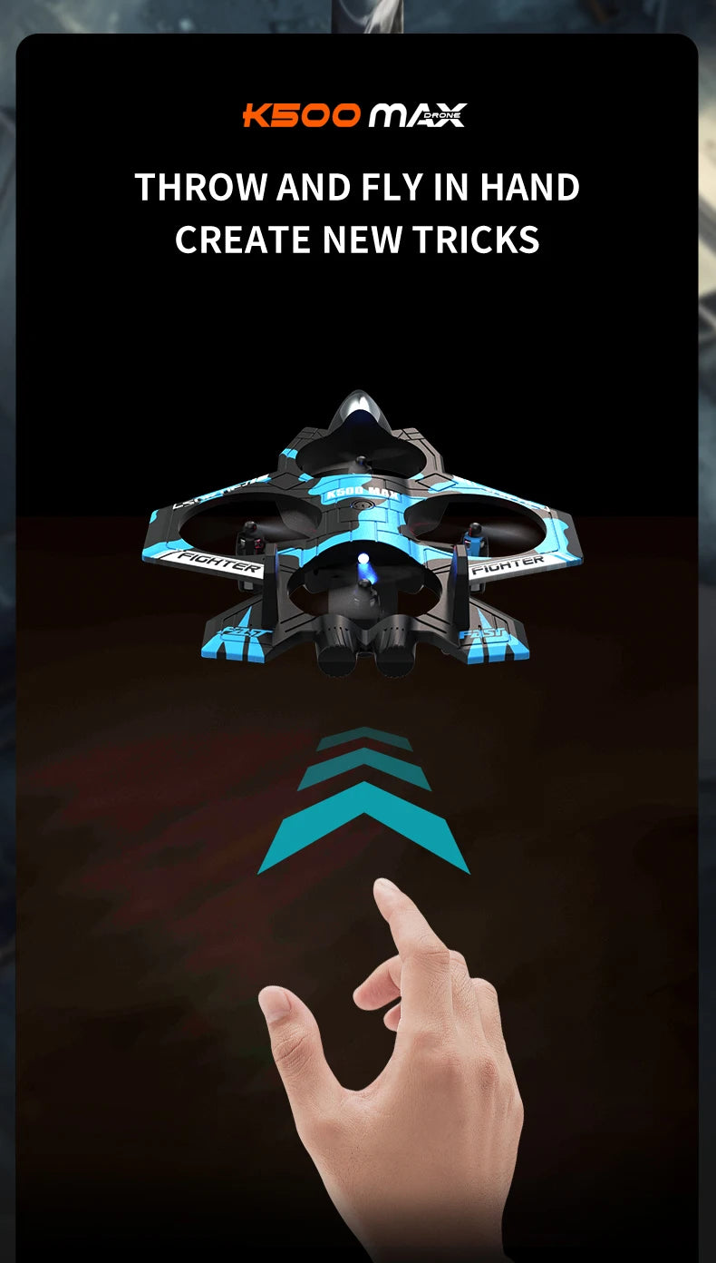 JCMO K500MAX Remote Control Toy Plane One Key Take Off Throw Fly 360° Rolling Flight 2.4Ghz RC Three Speed Adjustment Toy Plane