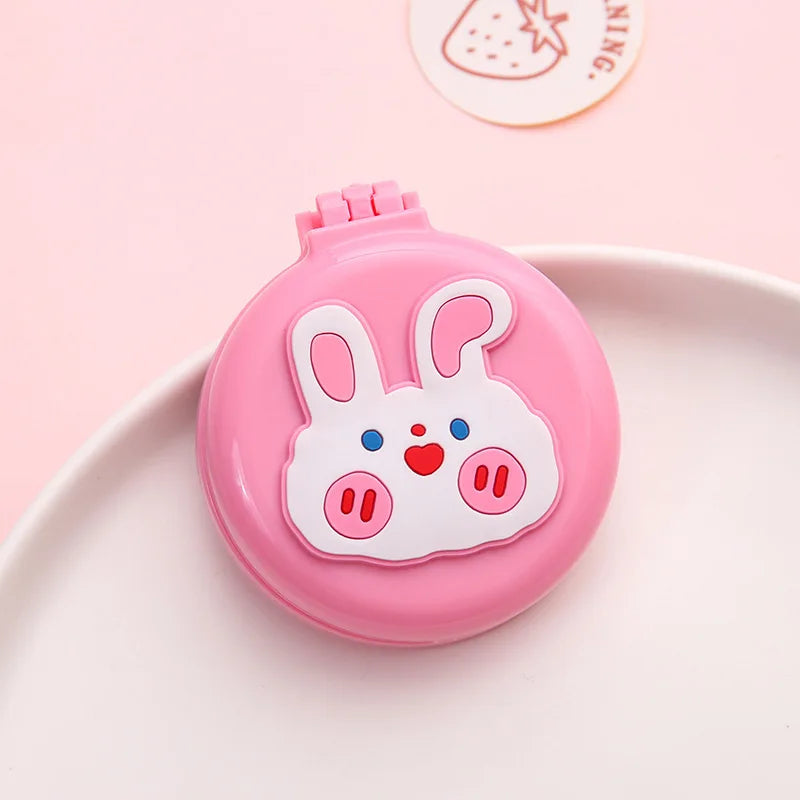 Cute Folding Mini Pocket Hair Comb with Mirror for Women and Girls Round Hair Brush Compact Travel Size Hair Massage Comb