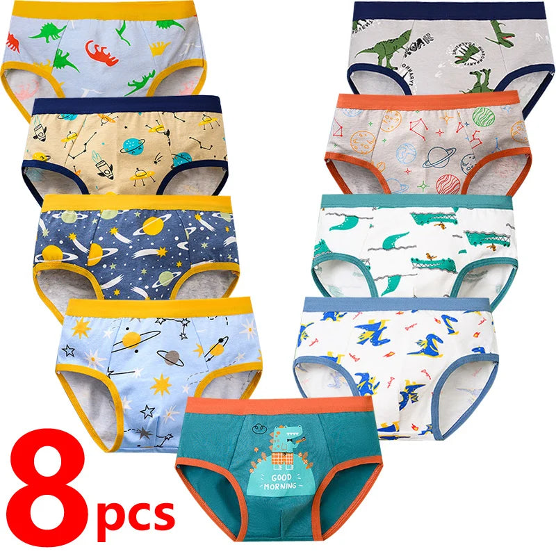 1/4/8 Pcs Boys Boxer Briefs Sets for Children Kids Cotton Underwear Breathable Baby Underpants All Print Thong Panties 2025 New