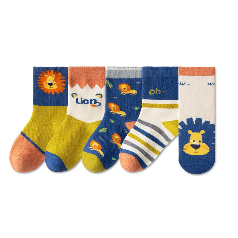 5/10 pairs Kids Casual Socks Sets for Boys 2025 New Cartoon Dinosaur Print Children Ankle Short Breathable Cotton Toddler Sock