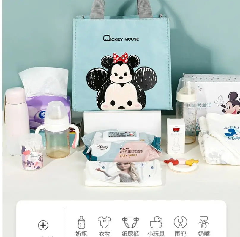 Disney New Diaper Bag Handbag Luxury Brand Fashion Baby Diaper Bag Large Capacity Cartoon Baby Stroller Bag Multifunctional