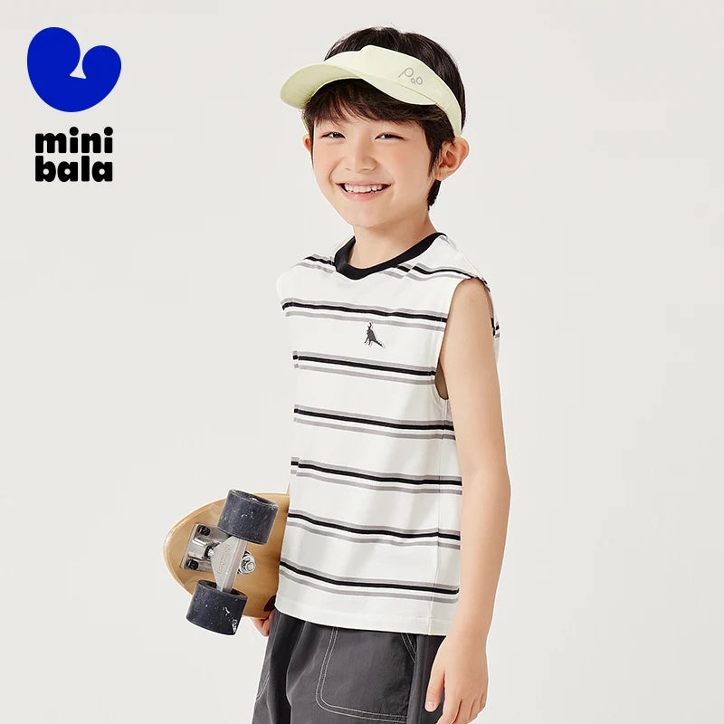 Mini Bala Boys Quick-Dry Cotton Tank Top Breathable Soft and Skin-Friendly 2025 New Summer Underwear for Kids