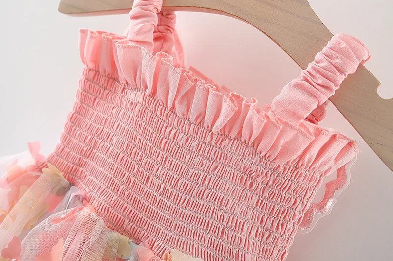 Summer New Colorful Chiffon Baby Girl Princess Dress, Cute Butterfly Children'S Sling Clothes For Babies Aged 9 Months-3 Years