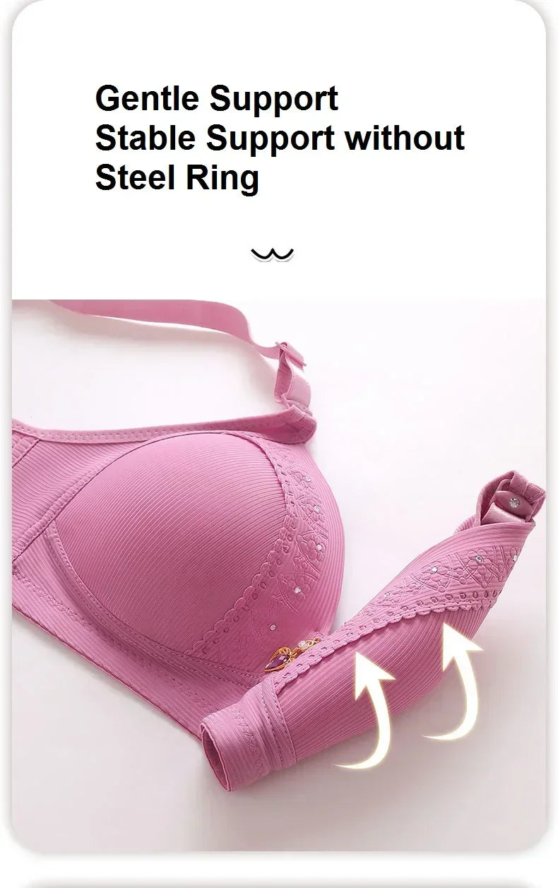 Gathered Side Collection Lifting Underwear Breasts Brassiere Large Size Bra Full Cup Underwear Brassiere No Steel Ring  Bra