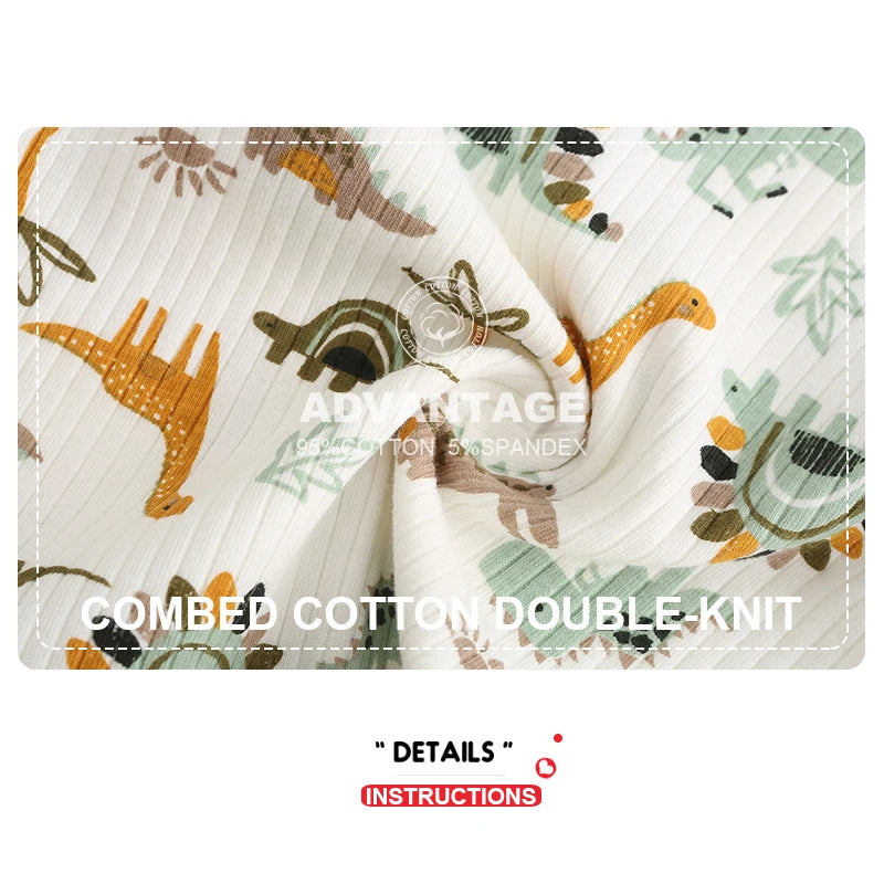 Kiddiezoom unisex summer three piece fashionable cartoon boy and girl jumpsuit 100% pure cotton comfortable newborn set