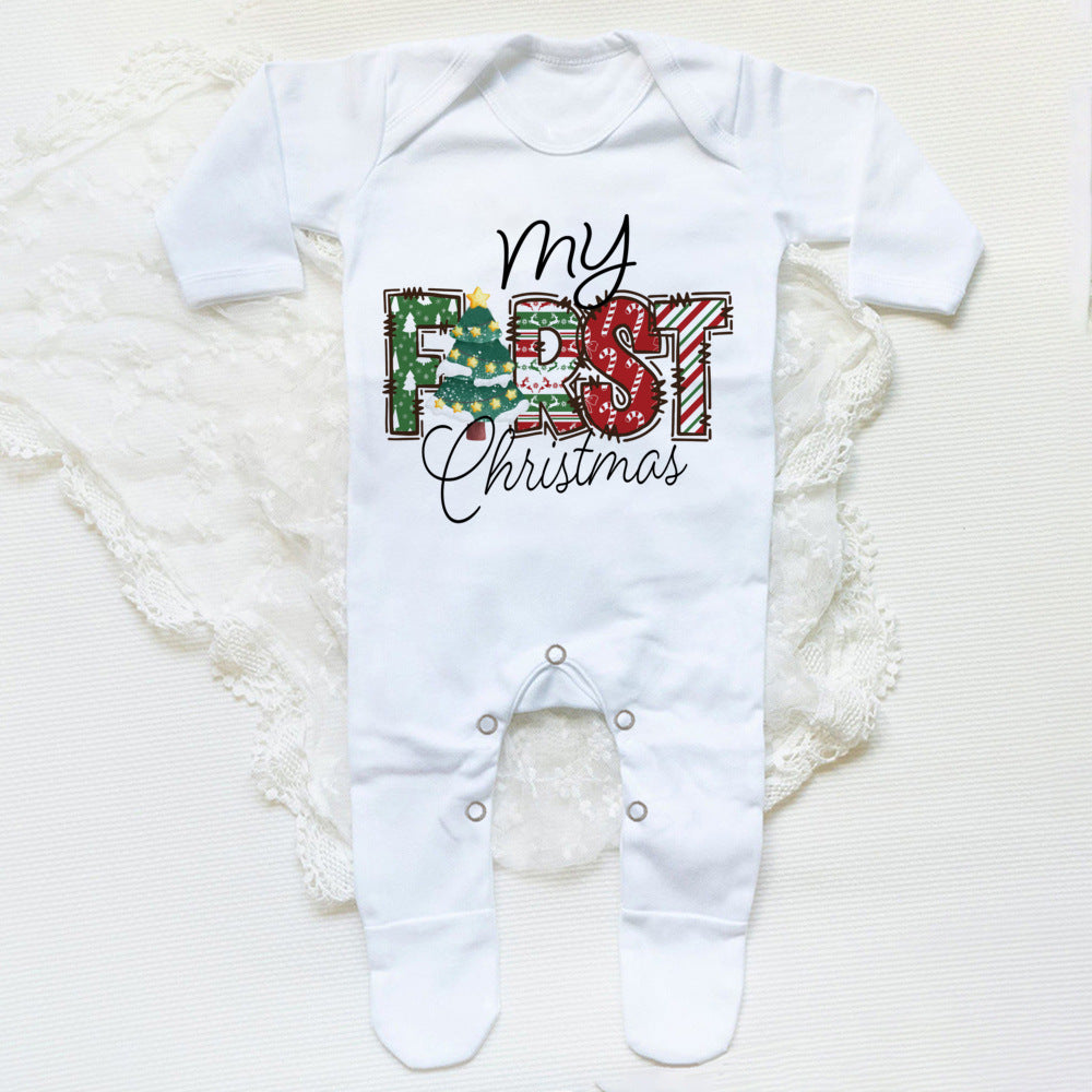 First Christmas Print Baby Sleepsuit Xmas Babygrow Sleepsuit Infant Christmas Gift Boys Girls Clothes Baby Coming Home Outfits