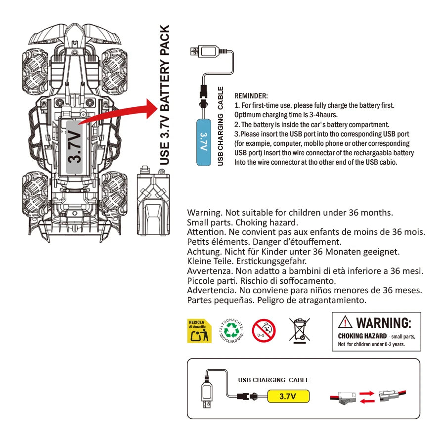 Colorful lights spray stunt racing 4WD shift 2.4G wireless gesture induction racing race remote control toy car