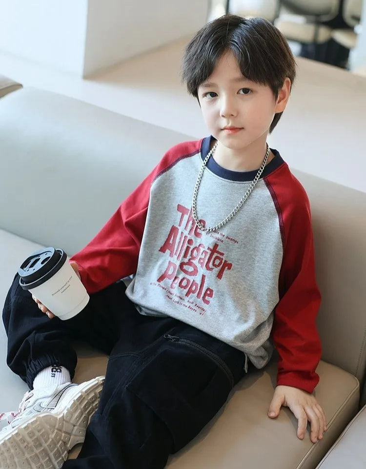 Long Sleeve T Shirt for Kids Graphic Shirts Korean Children's Clothing 2025 8 To 10 Year Old Boy Clothes Boys Cartoon Fashion